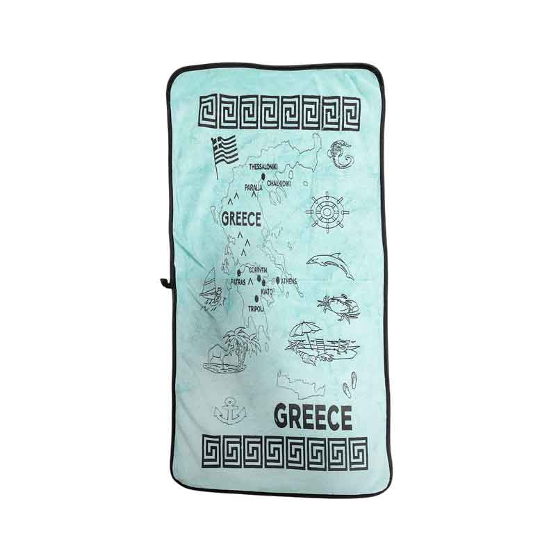 Μικρή Πετσέτα Greece με Χάρτη και Ελληνικά Μοτίβα 80x40cm - Greece Towel with Map and Greek Pattern 80x40cm