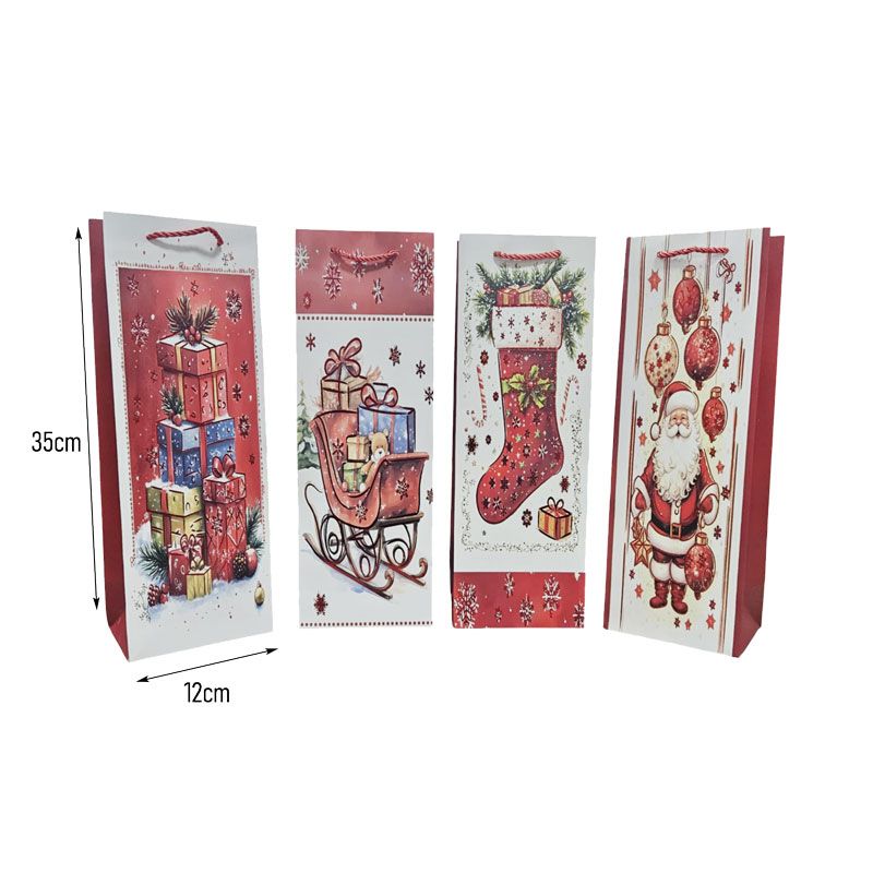 Χριστουγεννιάτικη Σακούλα Δώρου Ψηλή 35x12cm 12τμχ - Tall Christmas Gift Bag 12pcs