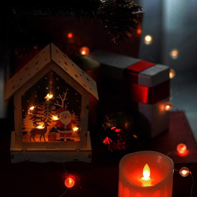 Χριστουγεννιάτικο Ξύλινο Σπιτάκι με Φως - Christmas Wooden House with Light