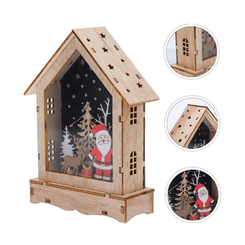 Χριστουγεννιάτικο Ξύλινο Σπιτάκι με Φως - Christmas Wooden House with Light
