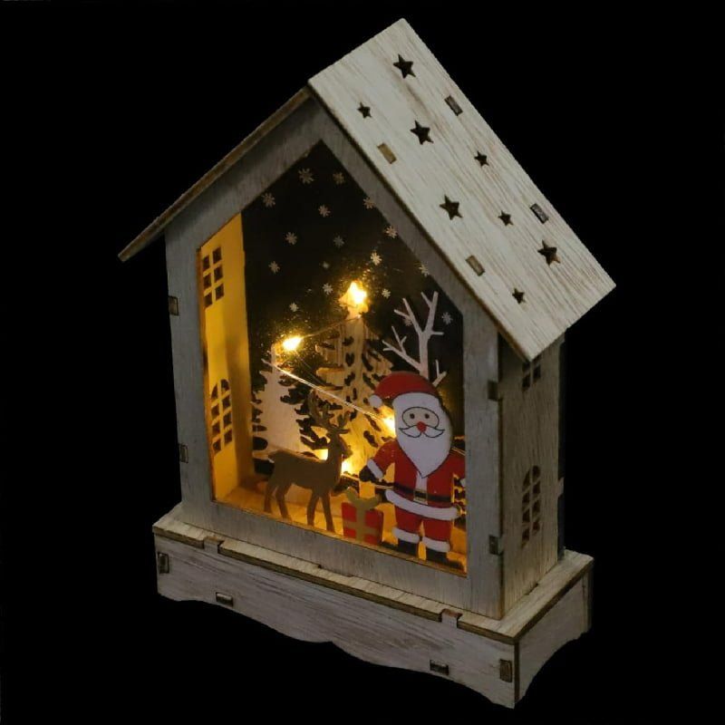 Χριστουγεννιάτικο Ξύλινο Σπιτάκι με Φως - Christmas Wooden House with Light
