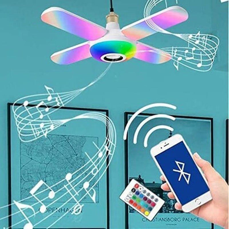Έξυπνη Λάμπα Led Με Ενσωματωμένο Ηχείο Blutooth Με 4 Φτερά Και Τηλεχειριστήριο - Deformation music lamp