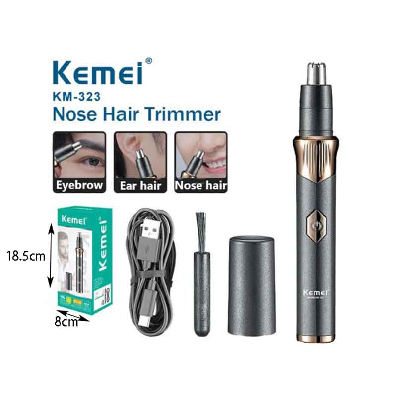 Kemei Κουρευτική Μηχανή Μύτης - Ξυριστική Μηχανή Προσώπου Επαναφορτιζόμενη KM-323 - Professionak Nose Trimmer