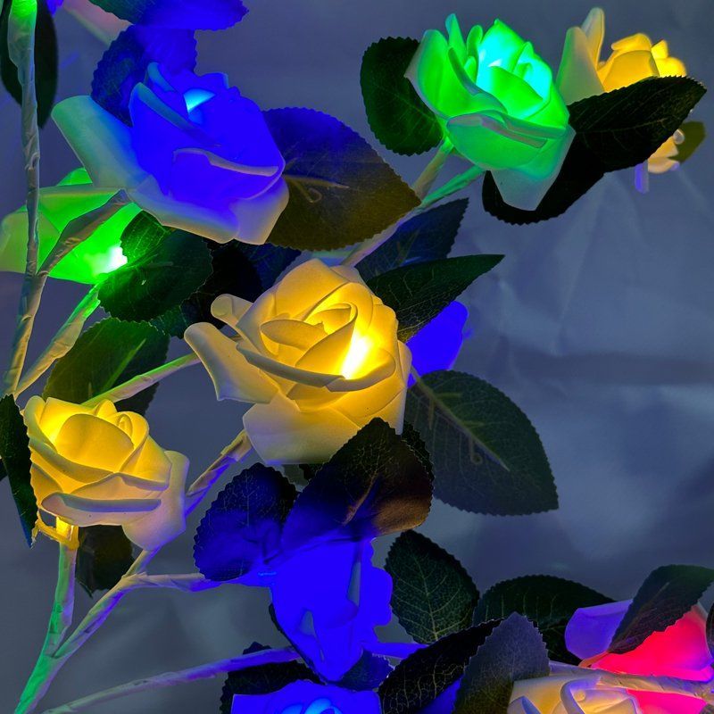 Led Φωτιζόμενο Χριστουγεννιάτικο Δέντρο Λευκό με Λουλούδια & Φύλλα RGB 130cm - Led Christmas Tree White RGB