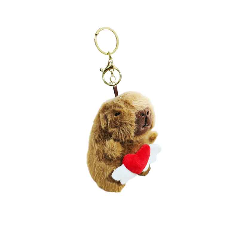 Λούτρινο Μπρελόκ Καπιμπάρα με Καρδιά 12cm – Plush Capybara Keychain with Heart