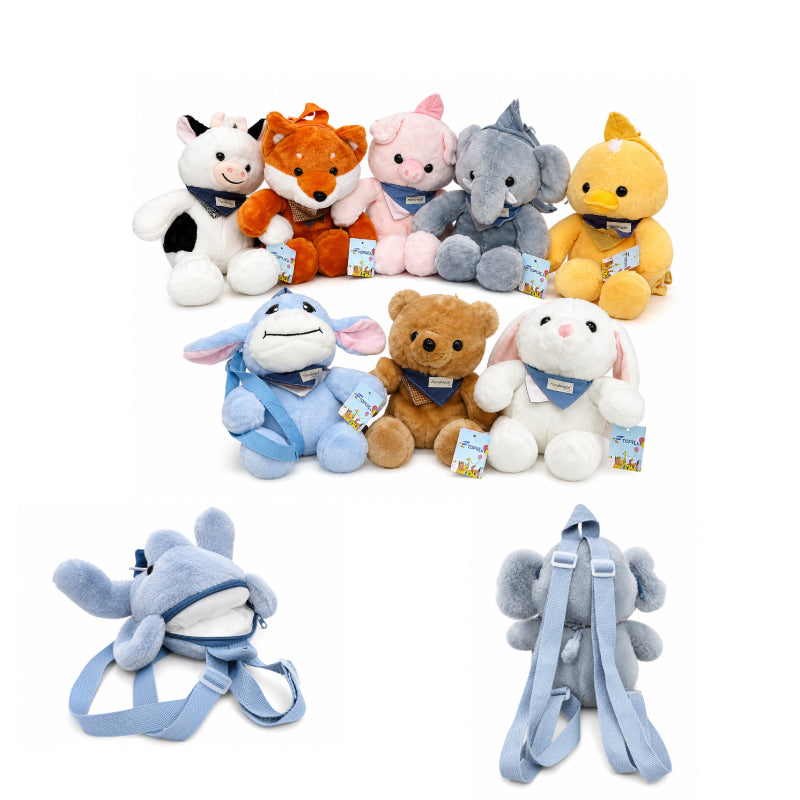 Παιδικό Λούτρινο Σακίδιο Πλάτης Ζωάκια 36cm - Kids Plush Animal Backpack 36cm