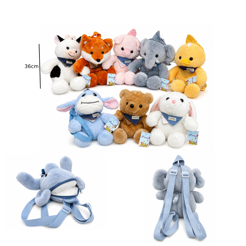 Παιδικό Λούτρινο Σακίδιο Πλάτης Ζωάκια 36cm - Kids Plush Animal Backpack 36cm