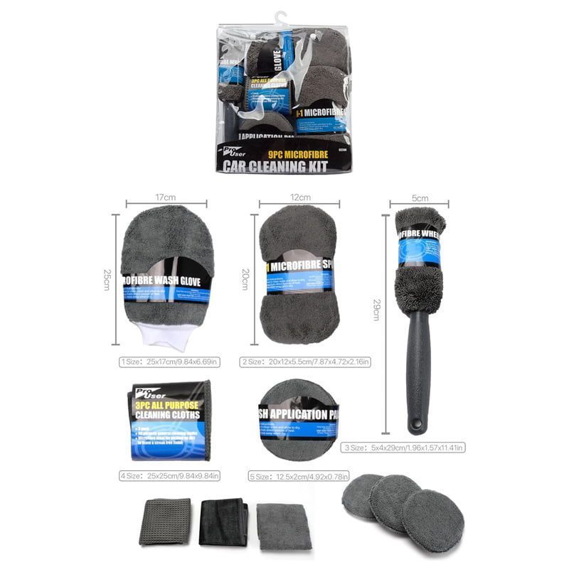 Σετ Καθαρισμού Αυτοκινήτου Microfiber 9τμχ - Pro User Car Cleaning Kit