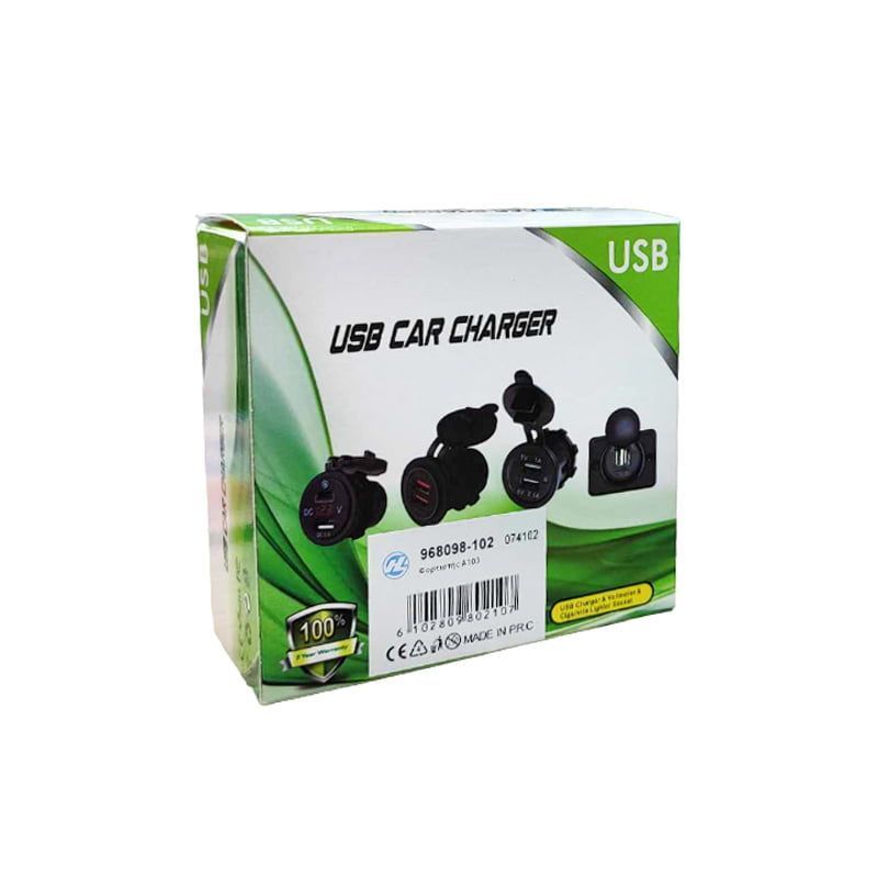 Φορτιστής Αυτοκινήτου USB Βολτόμετρο 5V 4.8A A103 - Car USB Charger