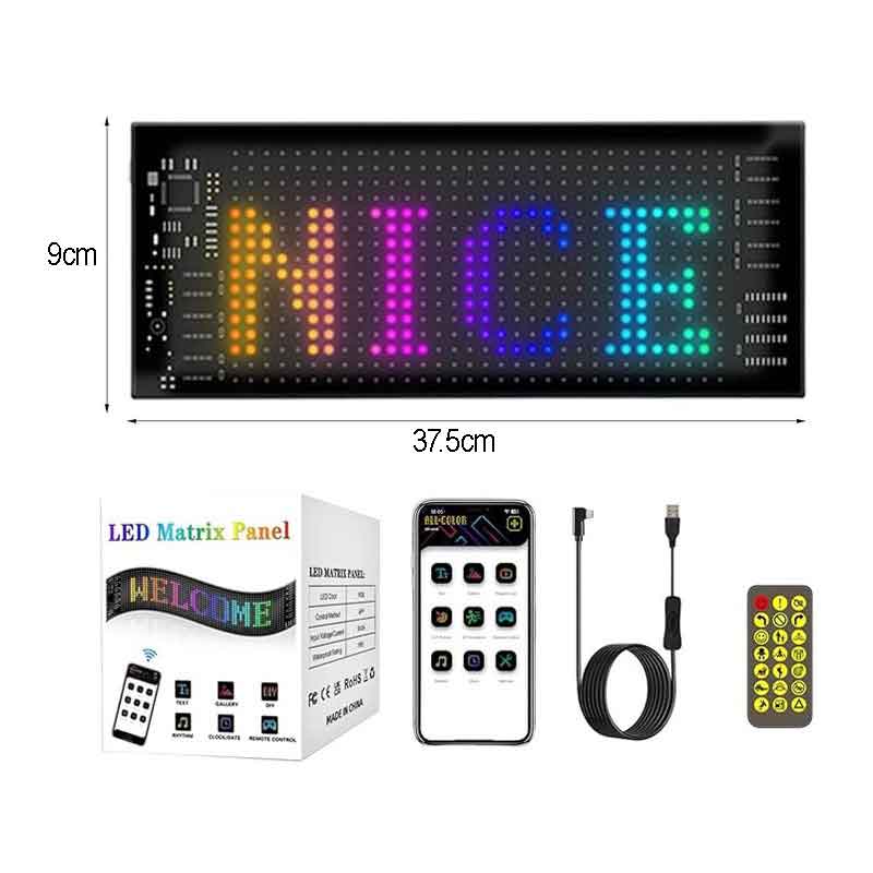 Εύκαμπτη LED Πινακίδα RGB Bluetooth με Κινούμενες Εικόνες και Κείμενο μέσω Εφαρμογής 37.5x9cm - LED Matrix Panel - Angel shopping