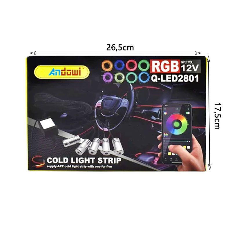 Andowl Διακοσμητικός Φωτισμός Αυτοκινήτου LED Q-LED2801 - Car Decorative Lighting with Color Control