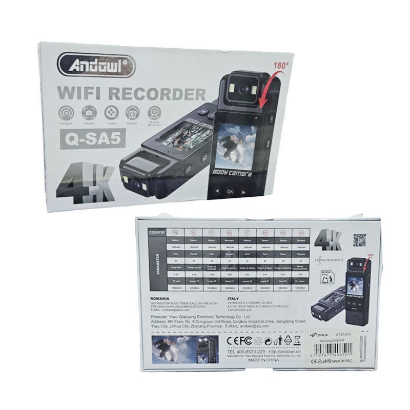 Andowl Κάμερα Καταγραφής WiFi 4K με Περιστρεφόμενο Φακό 180° Q-SA5 - Wifi Recorder
