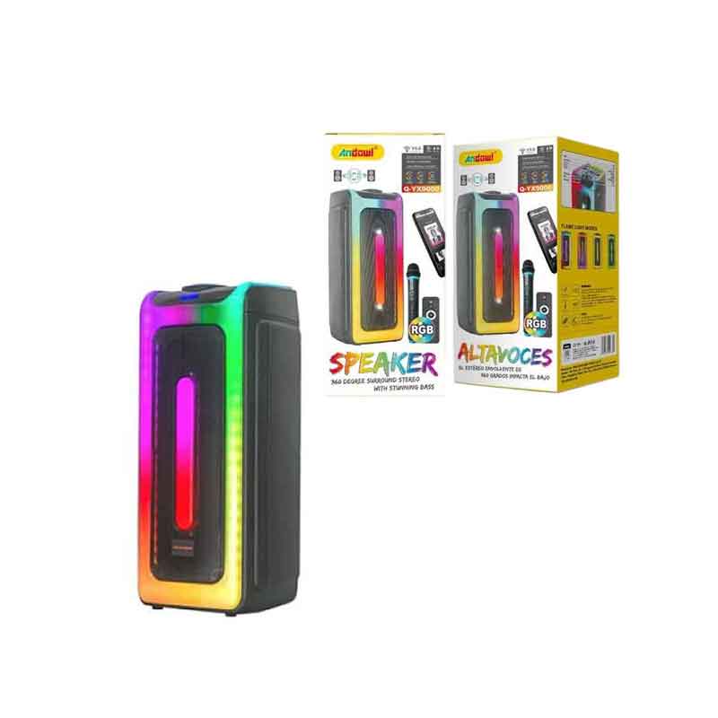 Andowl Ηχείο Subwoofer FM με Μικρόφωνο, Τηλεχειρισμό & Διακοσμητικό Φωτισμό LED RGB Q-YX9000 - Subwoofer