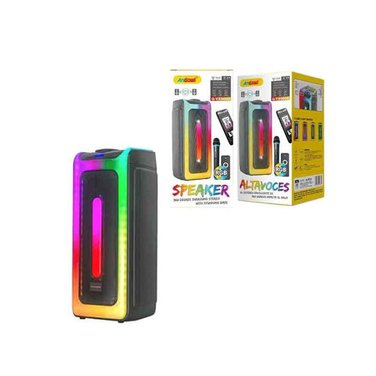 Andowl Ηχείο Subwoofer FM με Μικρόφωνο, Τηλεχειρισμό & Διακοσμητικό Φωτισμό LED RGB Q-YX9000 - Subwoofer