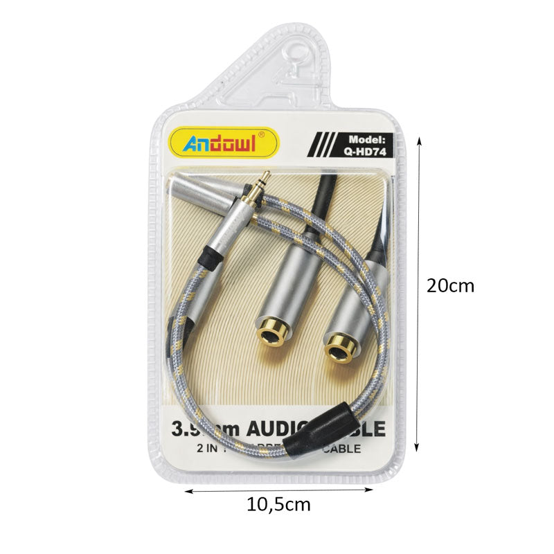 Andowl Καλώδιο Ήχου 3.5mm σε Διπλό 3.5mm Θηλυκό Q-HD74 - Audio Cable