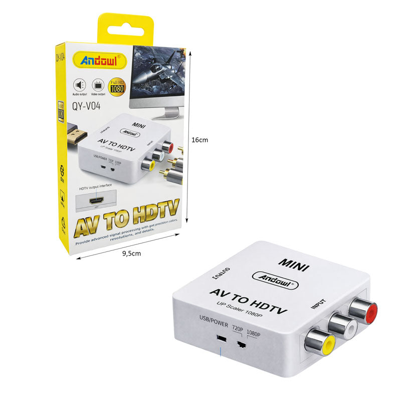 Andowl Μετατροπέας AV σε HDMI Mini 1080P QY-V04 - AV to HDMI Mini Converter