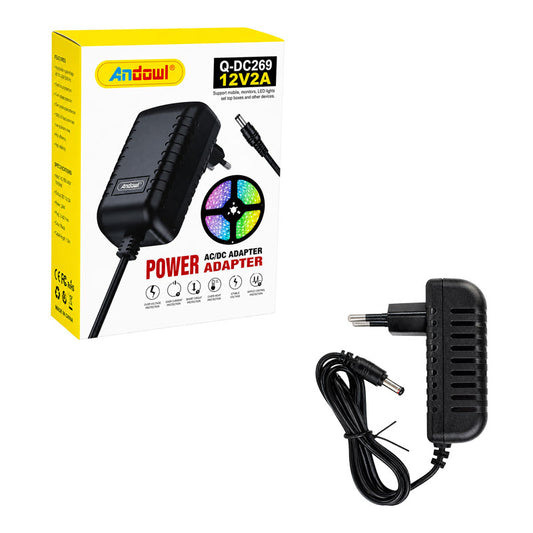 Andowl Τροφοδοτικό AC/DC 12V 2A με Βύσμα DC για LED και Ηλεκτρονικές Συσκευές Q-DC269 - AC/DC Power Adapter