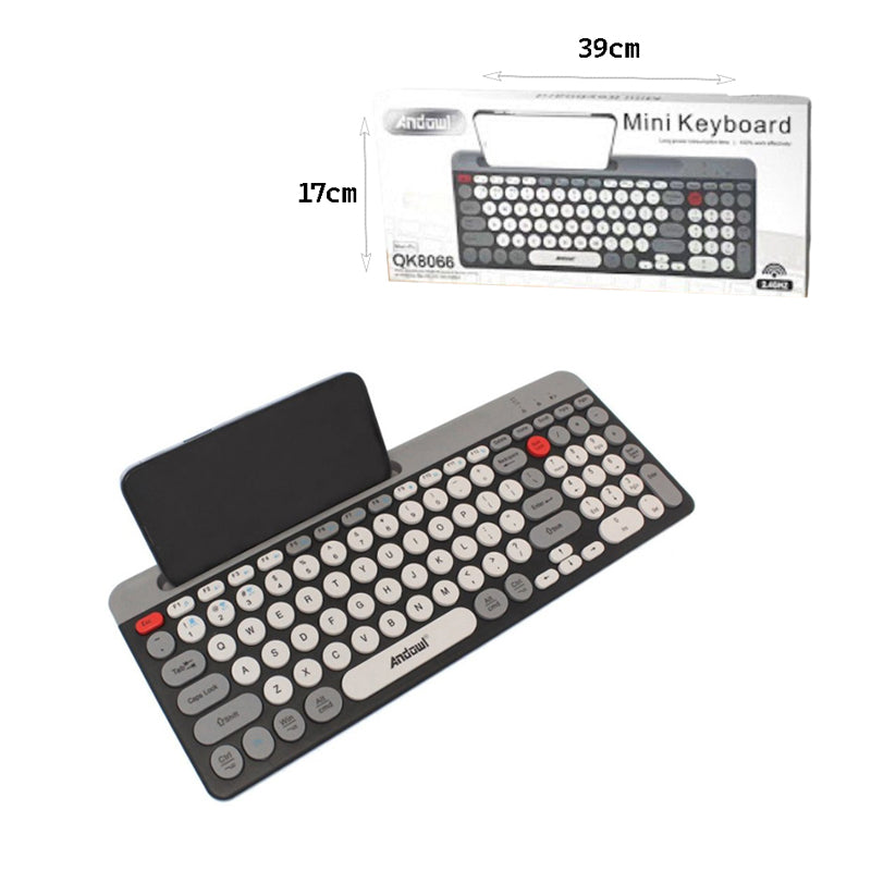 Andowl Ασύρματο Mini Πληκτρολόγιο με Βάση για Tablet και Smartphone QK8066 - Wireless Mini Keyboard with Stand for Tablet and Smartphone