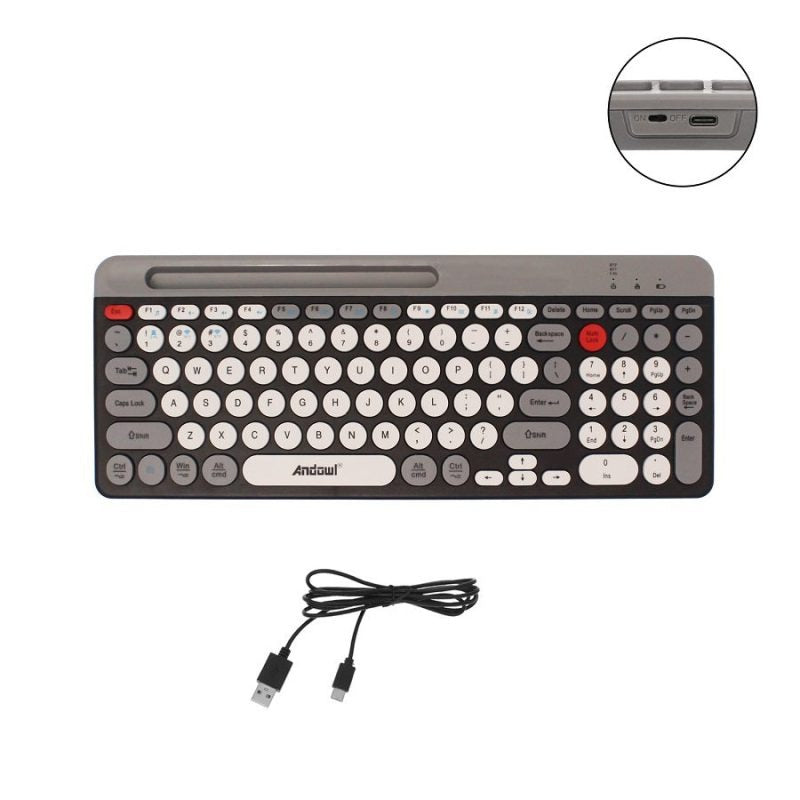 Andowl Ασύρματο Mini Πληκτρολόγιο με Βάση για Tablet και Smartphone QK8066 - Wireless Mini Keyboard with Stand for Tablet and Smartphone