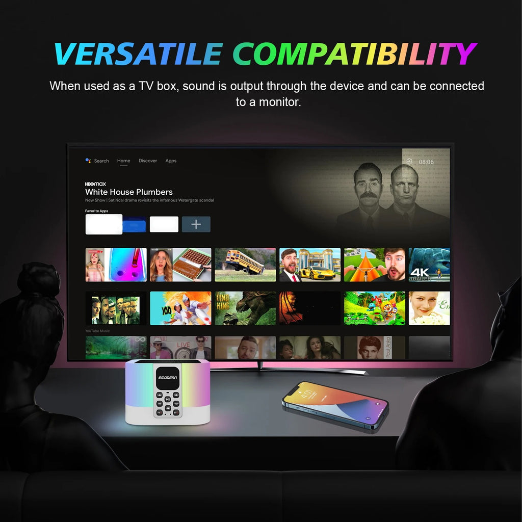 TV Box Και Bluetooth Ηχείο Με Φωτισμό RGB Andowl TV6 Mate