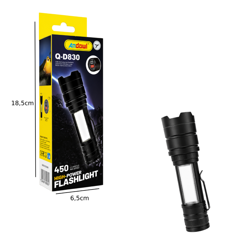Andowl Επαναφορτιζόμενος Φακός Χειρός Q-D830 - Rechargeable Flashlight