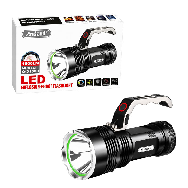 Andowl Ισχυρός Επαναφορτιζόμενος Φακός LED 1500 Lumens Αντιεκρηκτικός Q-D1500 - Powerful Rechargeable LED Flashlight 1500 Lumens Explosion-Proof