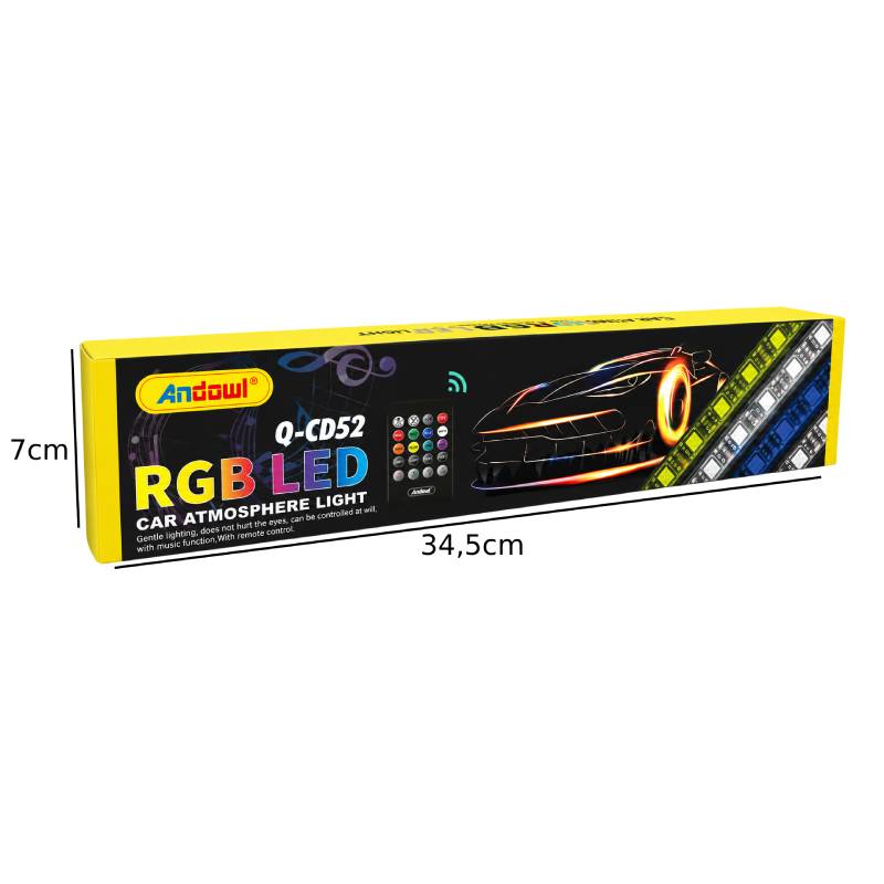 Andowl RGB LED Ατμοσφαιρικός Φωτισμός Αυτοκινήτου Q-CD52 - RGB LED Car Atmosphere Light