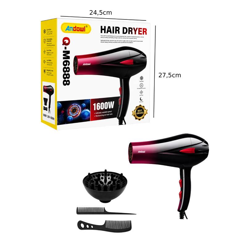 Andowl Πιστολάκι Μαλλιών 1600W Q-M688 - Hair Dryer