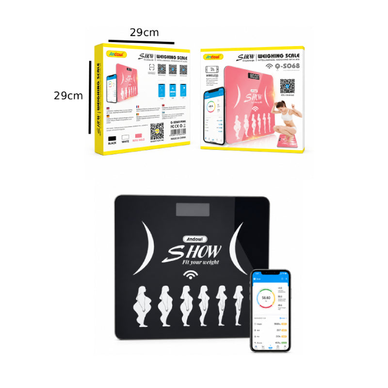 Andowl Έξυπνη Ψηφιακή Ζυγαριά Σώματος με Bluetooth & Ανάλυση Σωματικών Δεικτών Q-S068 - Smart Bluetooth Body Composition Scale