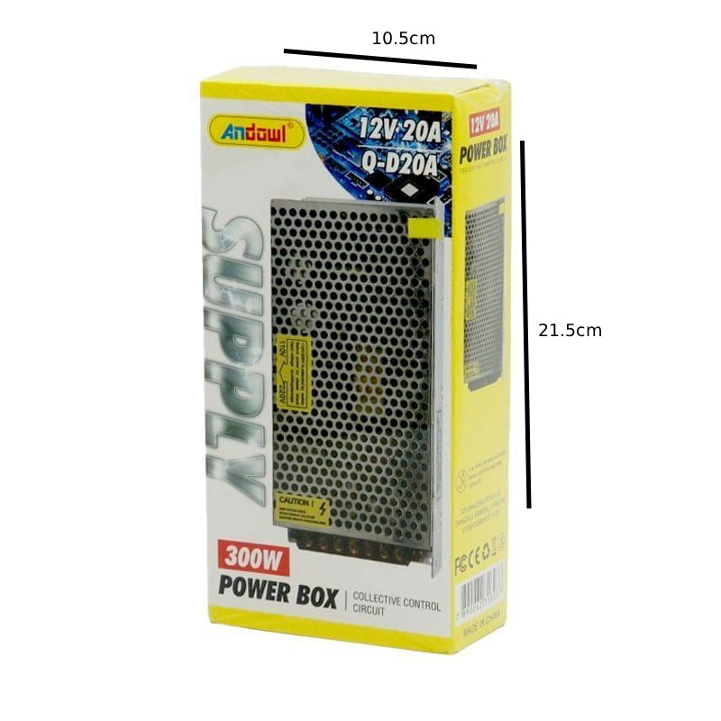 Andowl Τροφοδοτικό LED Ισχύος 300W με Τάση Εξόδου 12V Q-D20A - Power Box