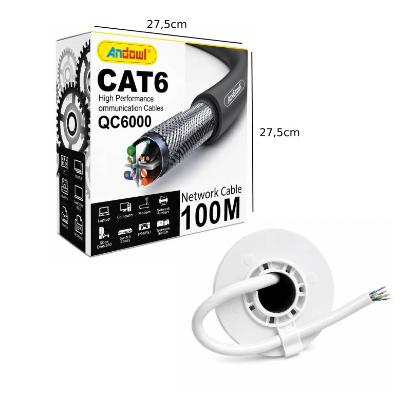 Andowl Καλώδιο Δικτύου CAT6 100 Μέτρων Υψηλής Απόδοσης QC6000 - High Performance Network Cable