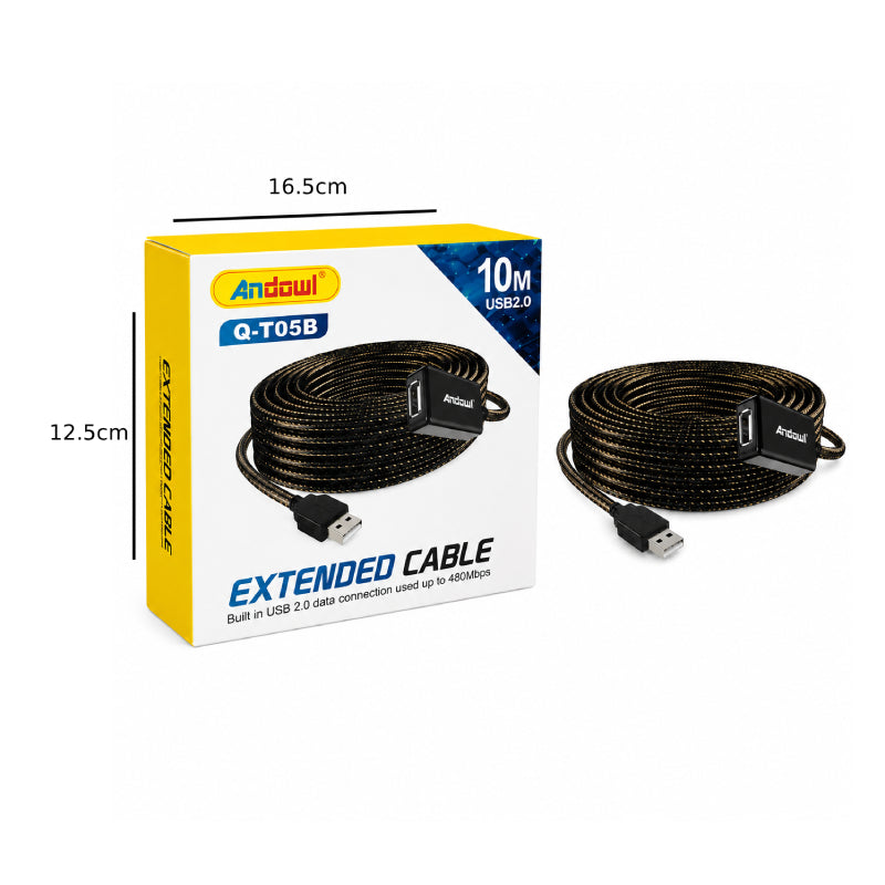 Andowl Καλώδιο Επέκτασης USB 2.0 10 Μέτρων Q-T05B -  USB 2.0 Extension Cable 10M