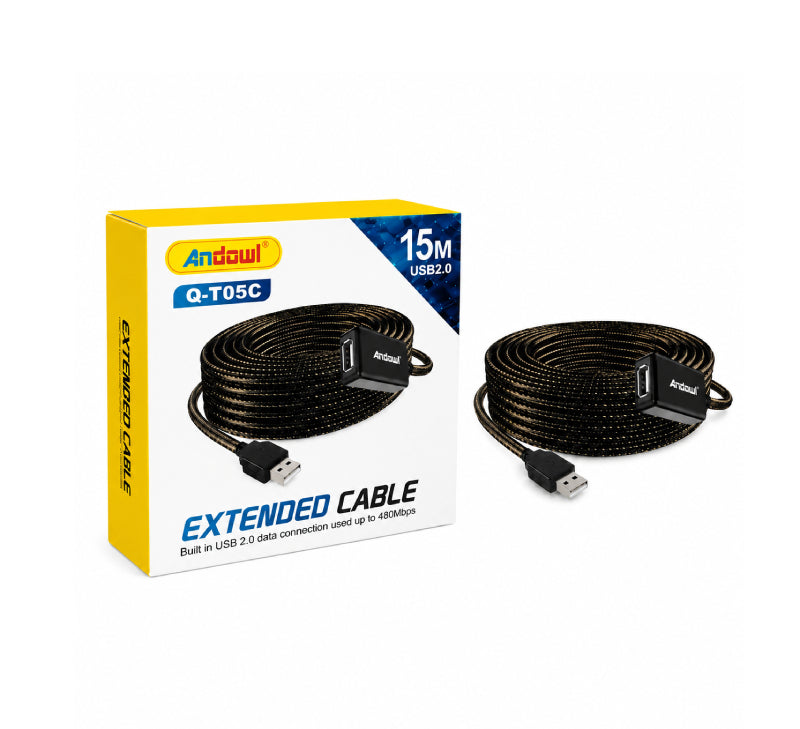 Andowl Καλώδιο Επέκτασης USB 2.0 15 Μέτρων Q-T05C -  USB 2.0 Extension Cable 15M