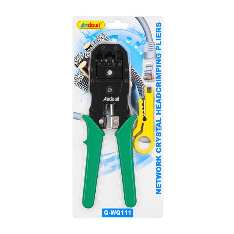 Andowl Πρέσα Ακροδεκτών Δικτύου RJ45/RJ11 με Απογυμνωτή Καλωδίων Q-WQ111 - Network Crimping Pliers with Cable Stripper