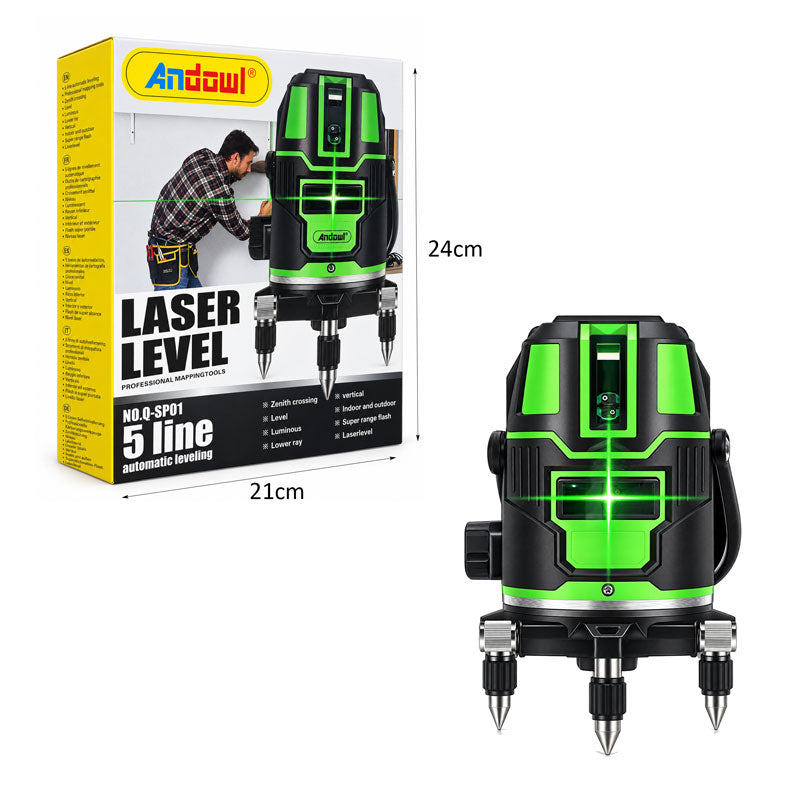 Αυτοαλφαδιαζόμενο Αλφάδι Laser 5 Γραμμών Πράσινης Δέσμης – 5 Line Green Beam Self-Leveling Laser Level
