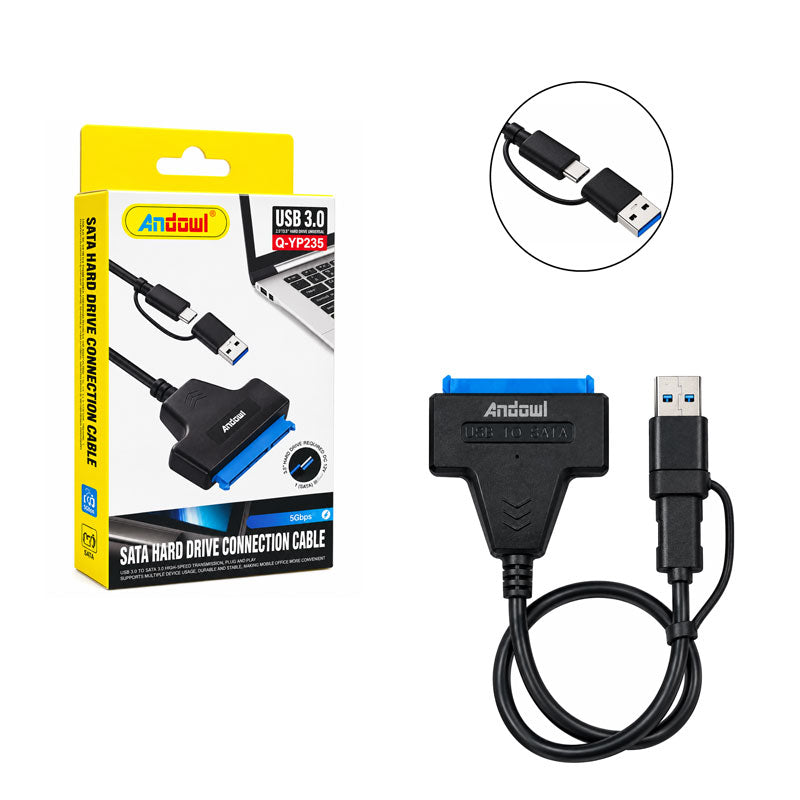 Andowl Καλώδιο Αντάπτορας USB 3.0 / Type-C σε SATA για Σκληρούς Δίσκους 2.5" & 3.5" Q-YP235 - Type-C to SATA Hard Drive Adapter Cable