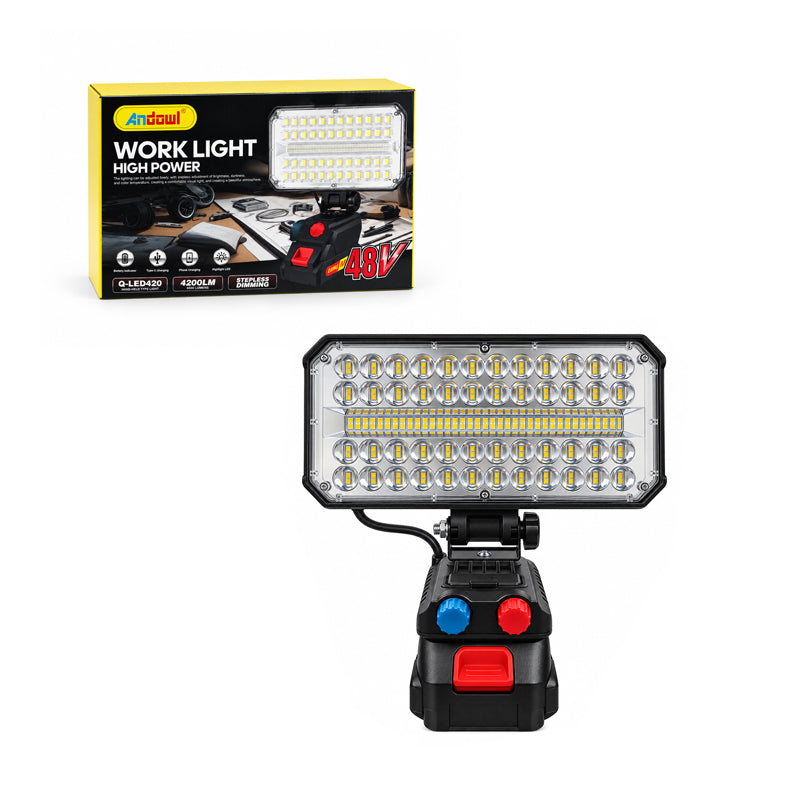 Andowl Επαναφορτιζόμενος Προβολέας Εργασίας LED 4200lm με Ρύθμιση Φωτεινότητας Q-LED420 - Rechargeable LED Work Light 4200lm with Stepless Dimming
