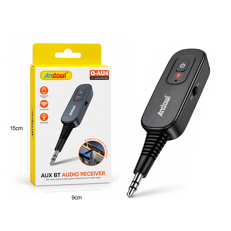Andowl Αντάπτορας Ήχου  Bluetooth 5.4 Πομπός & Δέκτης AUX 3.5mm Q-AU4 - Bluetooth 5.4 Transmitter & Receiver AUX 3.5mm
