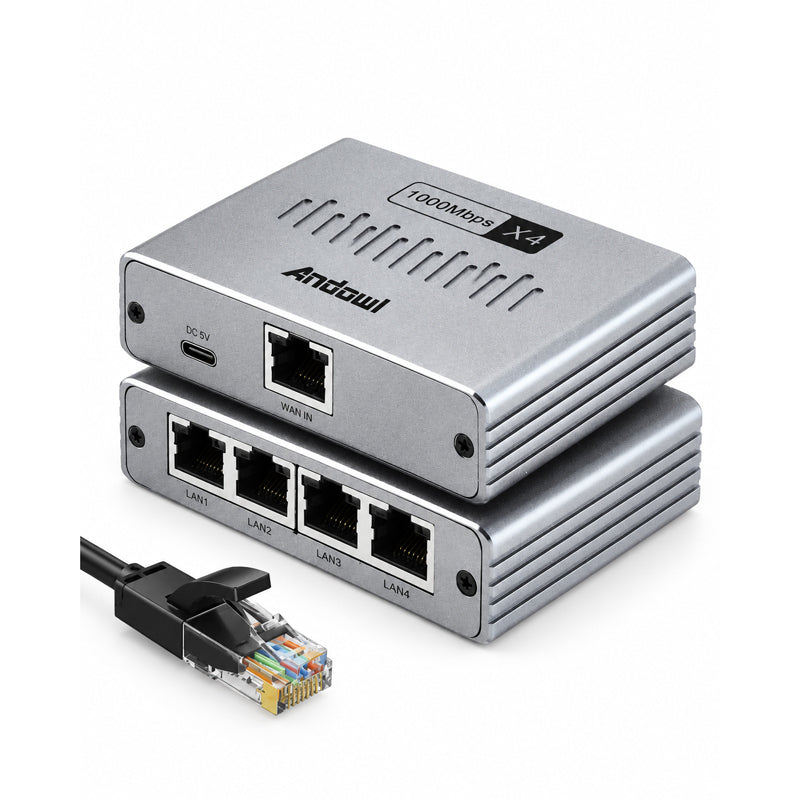 Andowl Επαναλήπτης Δικτύου Gigabit Ethernet 1 σε 4 1000Mbps Q-NA14- Gigabit Ethernet 1 to 4 Network Splitter 1000Mbps