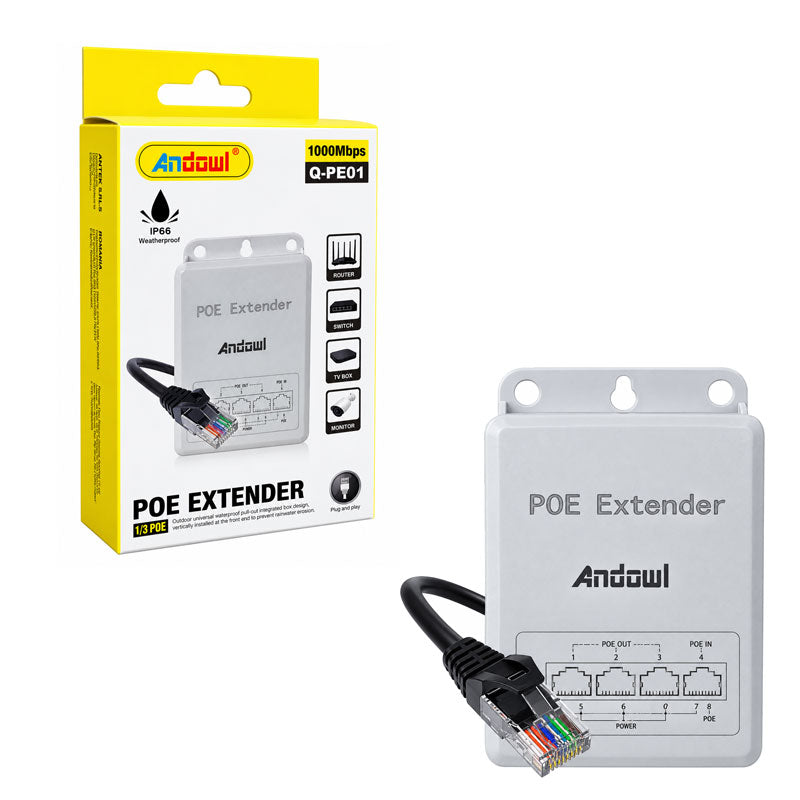 Andowl Αδιάβροχος Ενισχυτής Δικτύου PoE Extender 1000Mbps IP66 Q-PE01 - Waterproof PoE Extender 1000Mbps IP66