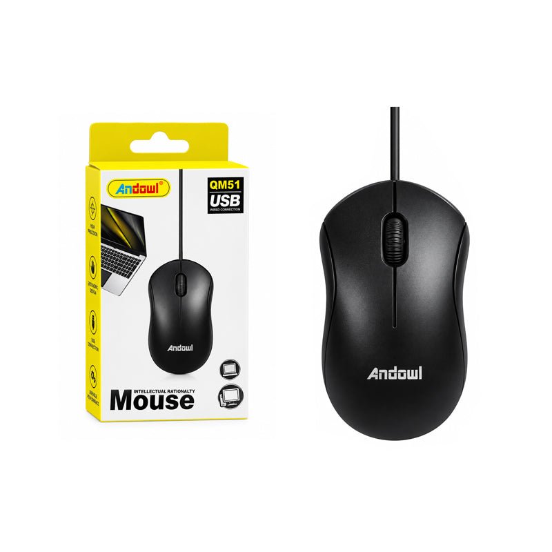 Andowl Ενσύρματο Ποντίκι Υπολογιστή QM51 - USB Wired Mouse 800 DPI Black