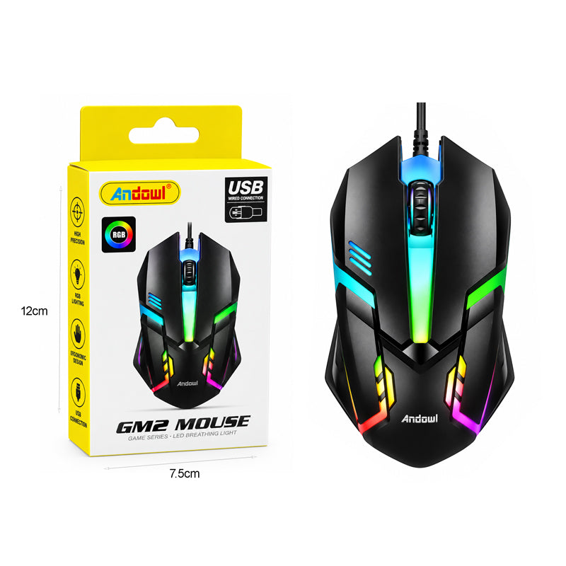 Andowl Ενσύρματο Gaming Ποντίκι με RGB Φωτισμό GM2 -  Wired Gaming Mouse with RGB Lighting Black