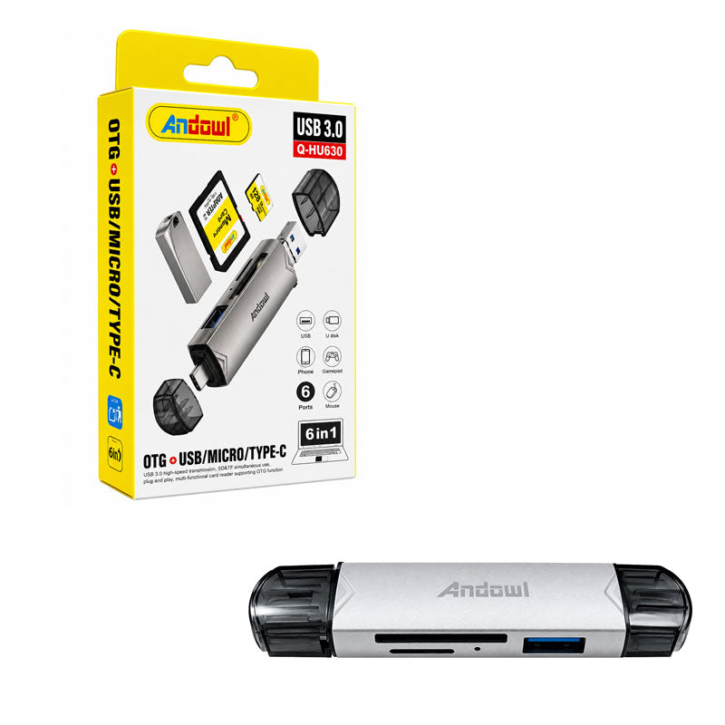 Andowl Πολυλειτουργικός Αντάπτορας OTG 6 σε 1 USB 3.0 Q-HU630 - USB 3.0 Adapter
