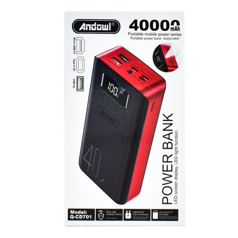 Andowl Q-CD701 Power Bank 40000mAh με 2 Θύρες USB - LED Screen Display Power Bank