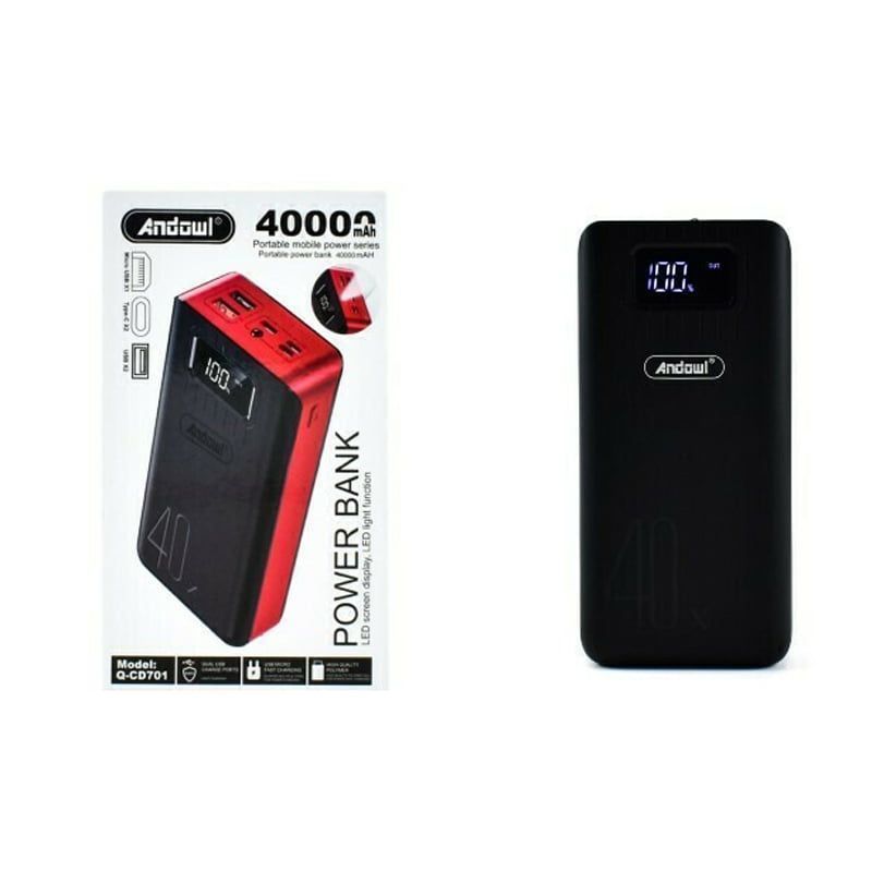 Andowl Q-CD701 Power Bank 40000mAh με 2 Θύρες USB - LED Screen Display Power Bank
