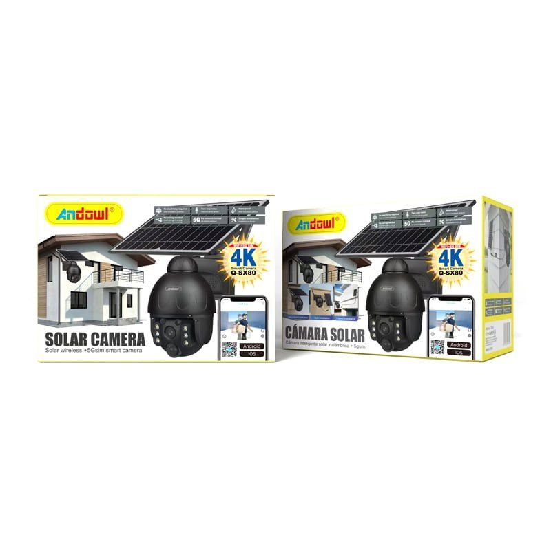 Andowl IP Κάμερα Παρακολούθησης Wi-Fi 1080p Full HD 4K Αδιάβροχη Μπαταρίας με Αμφίδρομη Επικοινωνία Q-SX80 4G+5G SIM - Solar Camera Wireless Smart