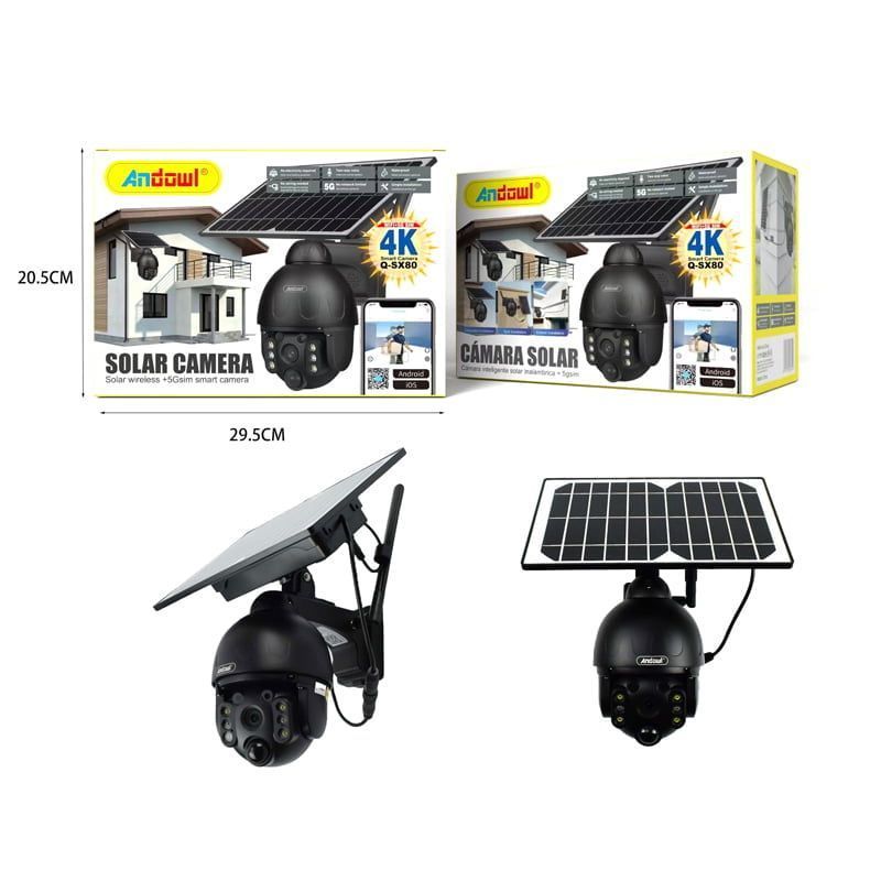 Andowl IP Κάμερα Παρακολούθησης Wi-Fi 1080p Full HD 4K Αδιάβροχη Μπαταρίας με Αμφίδρομη Επικοινωνία Q-SX80 4G+5G SIM - Solar Camera Wireless Smart
