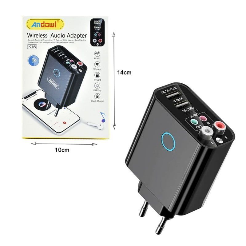 Andowl Ασύρματος Αναμεταδότης Ήχου Μπριζάκι Bluetooth K16 - Wireless Audio Adapter