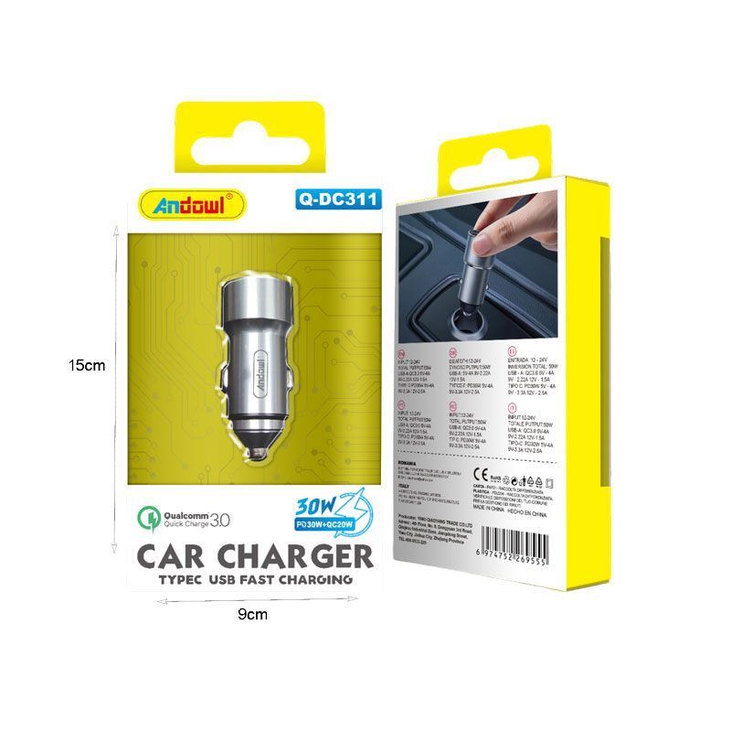 Andowl Φορτιστής αυτοκινήτου 30W Q-DC311 - Car charger
