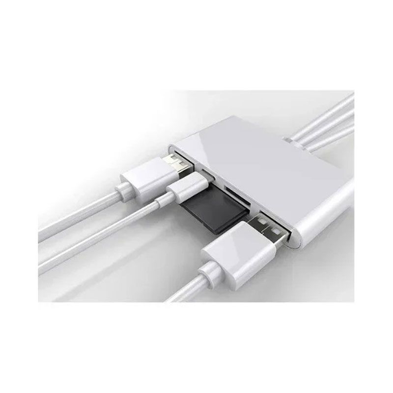 Andowl 5 σε 1 Lightning+Type C+USB A Card Reader με 3 Καλώδια Andowl Q-Z09 - 3-wire  5 in 1 card reader Q-Z09